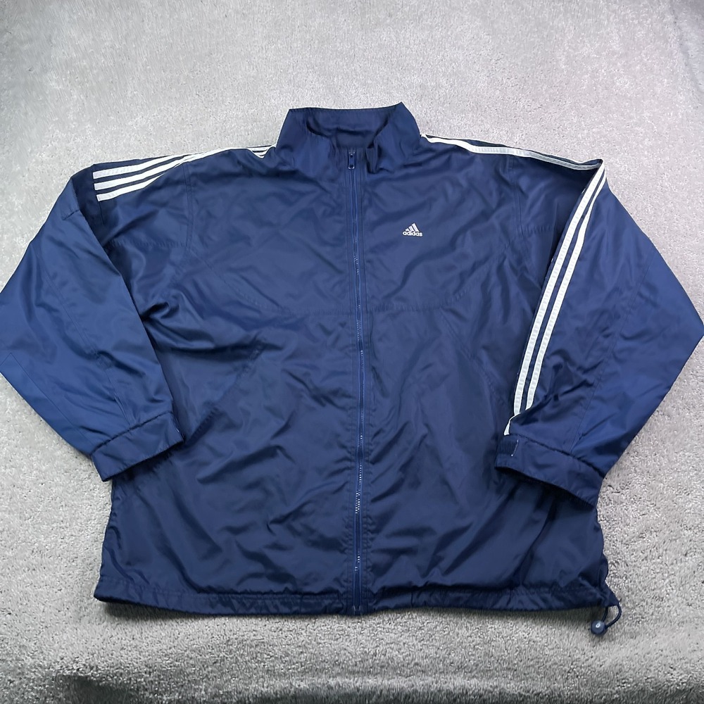 Vintage Adidas Track Jacket Mens 2XL XXL Blue Mesh Lined Windbreaker Vented Y2K